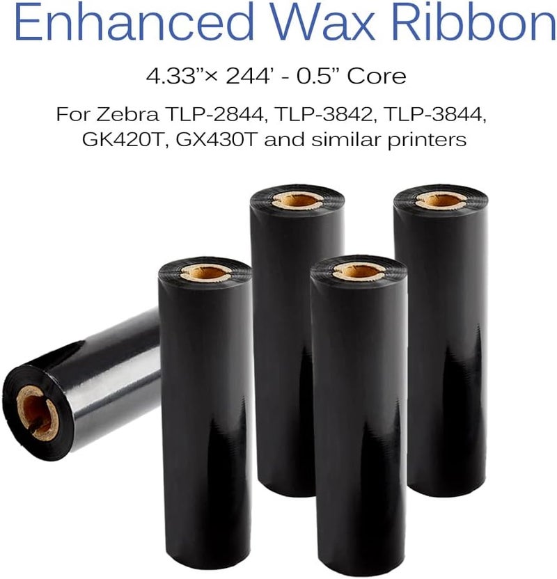 Edraco Desktop Thermal Transfer Ribbons -Enhanced Wax, 8 Rolls, 4.33" x 244'/110mm x 74m for Zebra Desktop Printer - Image 5